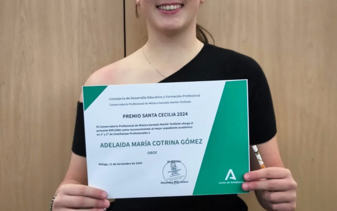 Alumna del IES Mare Nostrum galardonada con el Premio Santa Cecilia 2024 del CPM Gonzalo Martín Tenllado